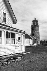 Monhegan Island Lighthouse and Museum in Maine -BW